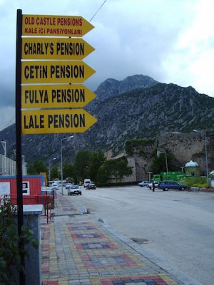 roadsigns of hotels with the name of Fulyapension